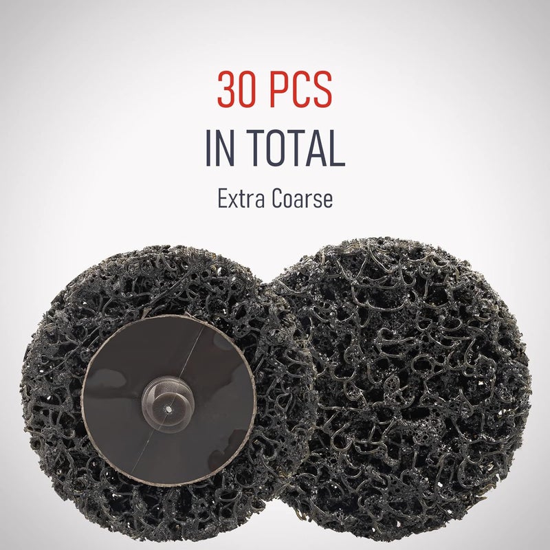 RENOTEC 31Pack 2" Quick Change Sanding Discs Abrasives Extra Coarse Easy Strip & Clean Discs for Paint Rust (Black 31PCS) - Image 3